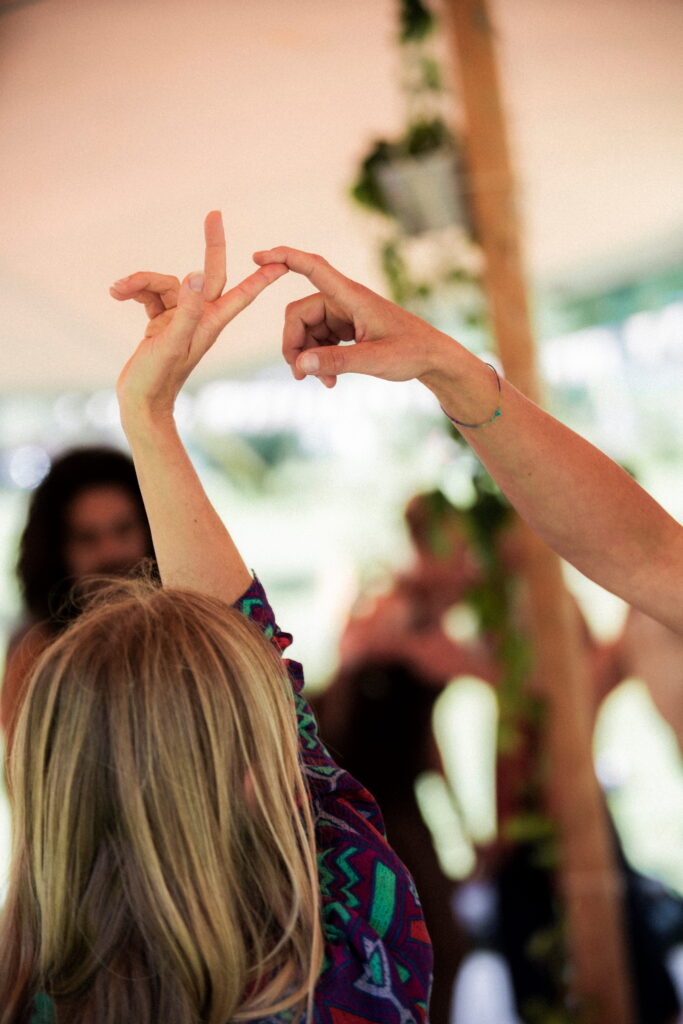 Two fingers moving mindfully during a Tantra exercise