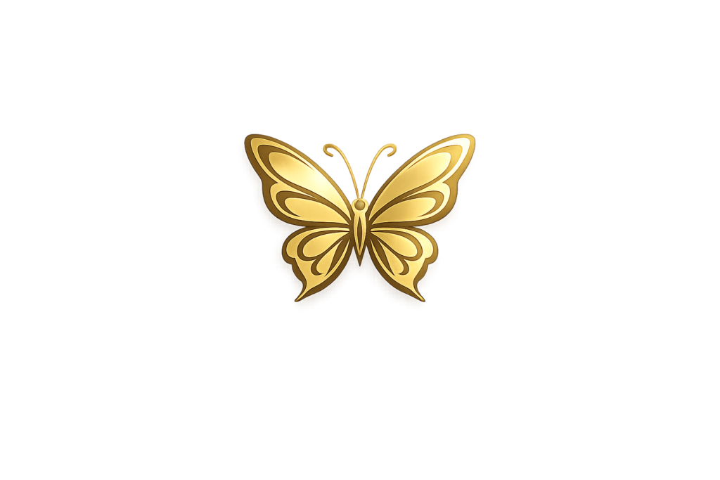Schmetterlings-Logo als Symbol für Leichtigkeit, Genuss und spielerische Lebendigkeit